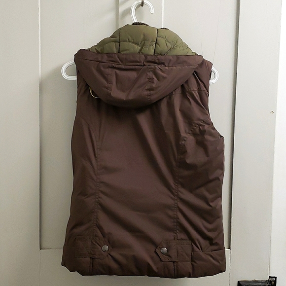 Orb women's brown and green board-style puffer jacket vest size small - Picture 2 of 8
